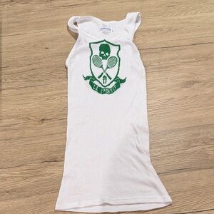 White Tank Top/ short dress with Green Graphic by